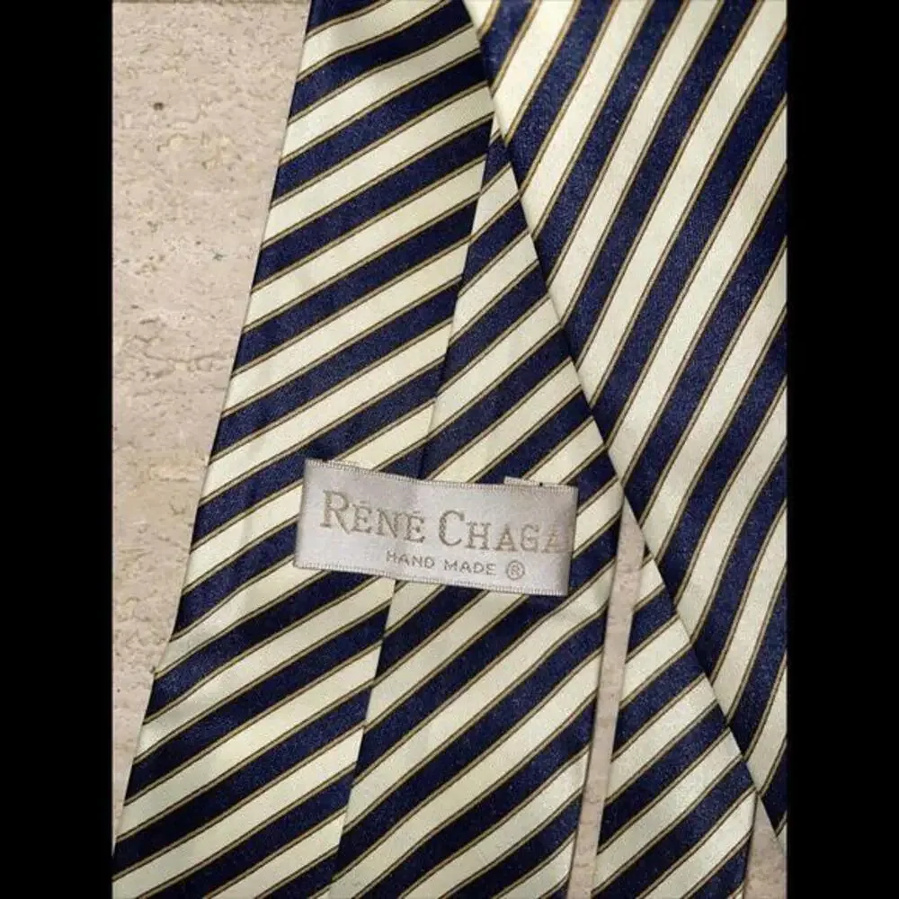 Rene Chagal MENS Blue yellow‎ striped polyester Tie